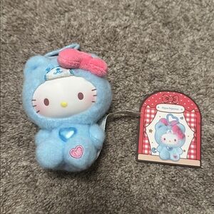 Hello Kitty Teddy Pajamas Plush Pendant Keychain - Aqua Pajamas